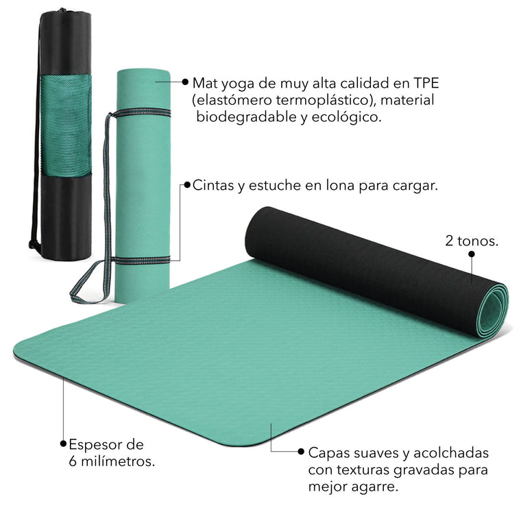 Mat de Yoga Bitono 6mm  + Estuche Cargador